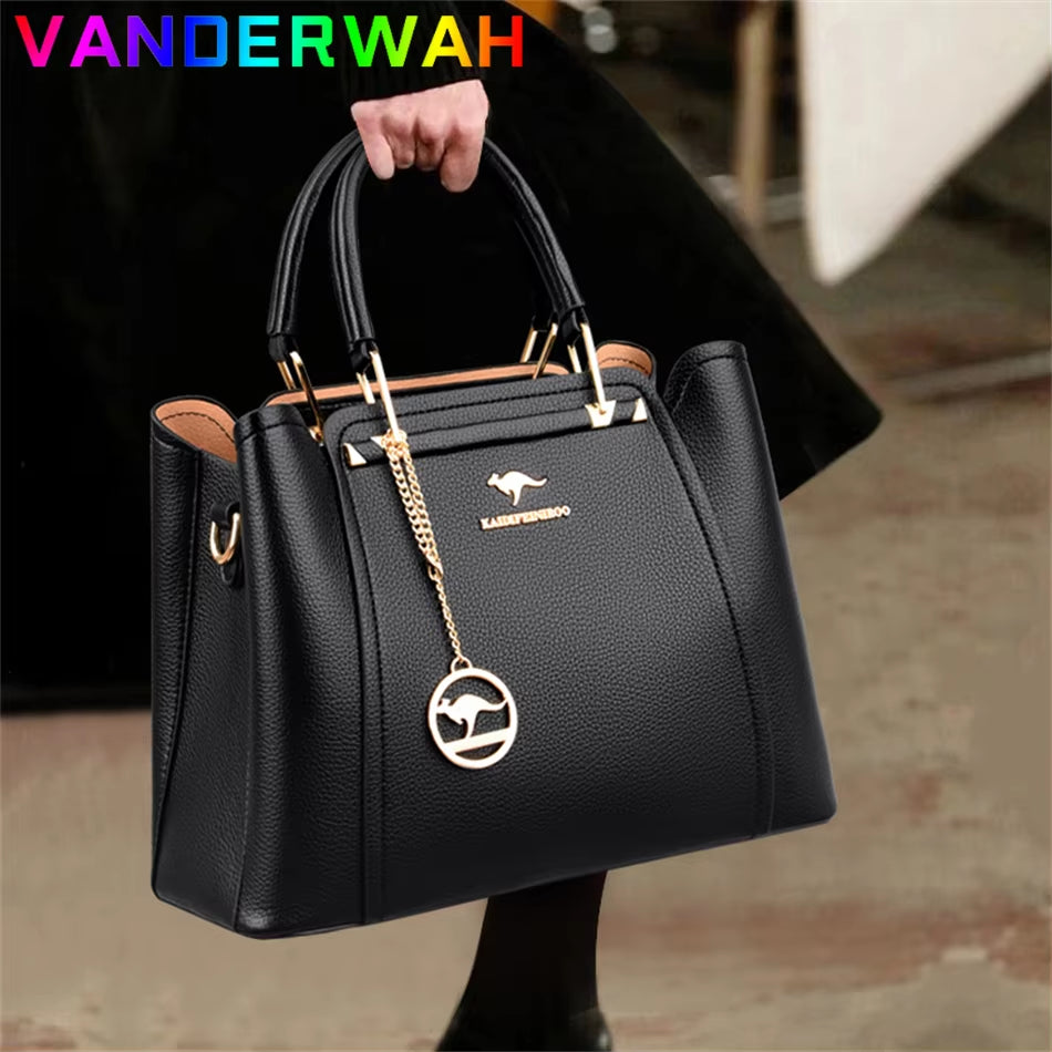 Soft Leather Luxury Handbags Women Bags Designer 3 Layers Shoulder Crossbody 