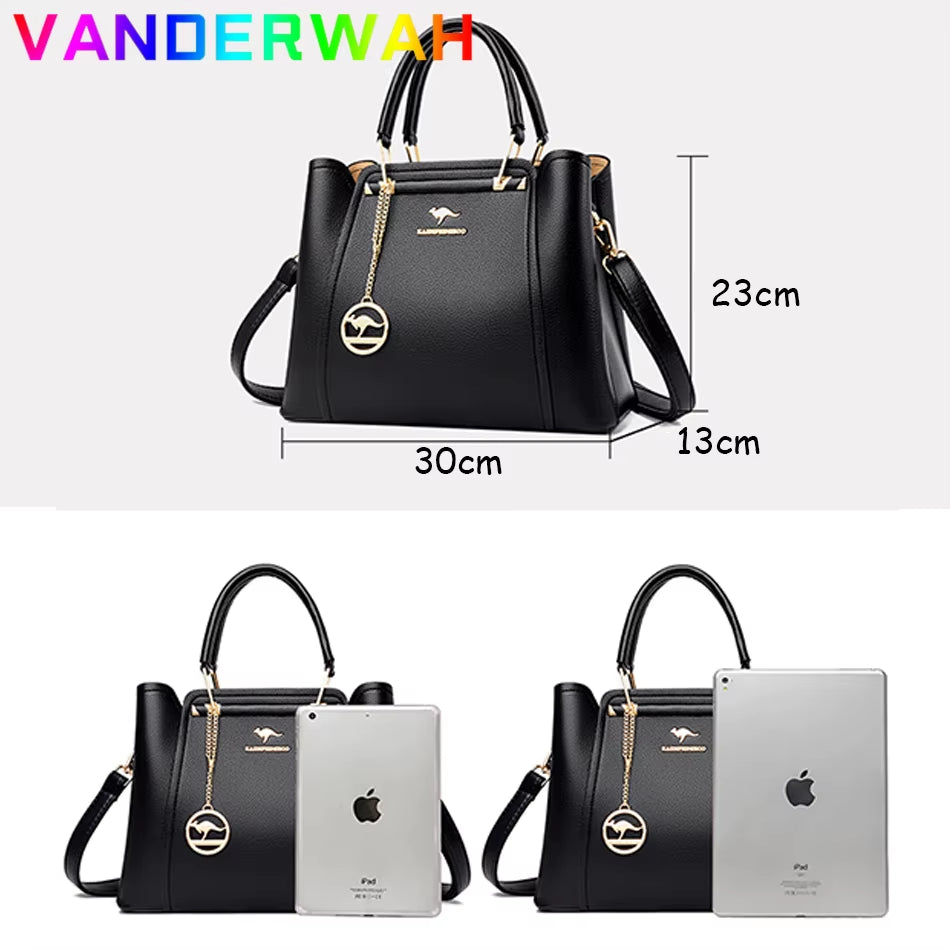 Soft Leather Luxury Handbags Women Bags Designer 3 Layers Shoulder Crossbody 