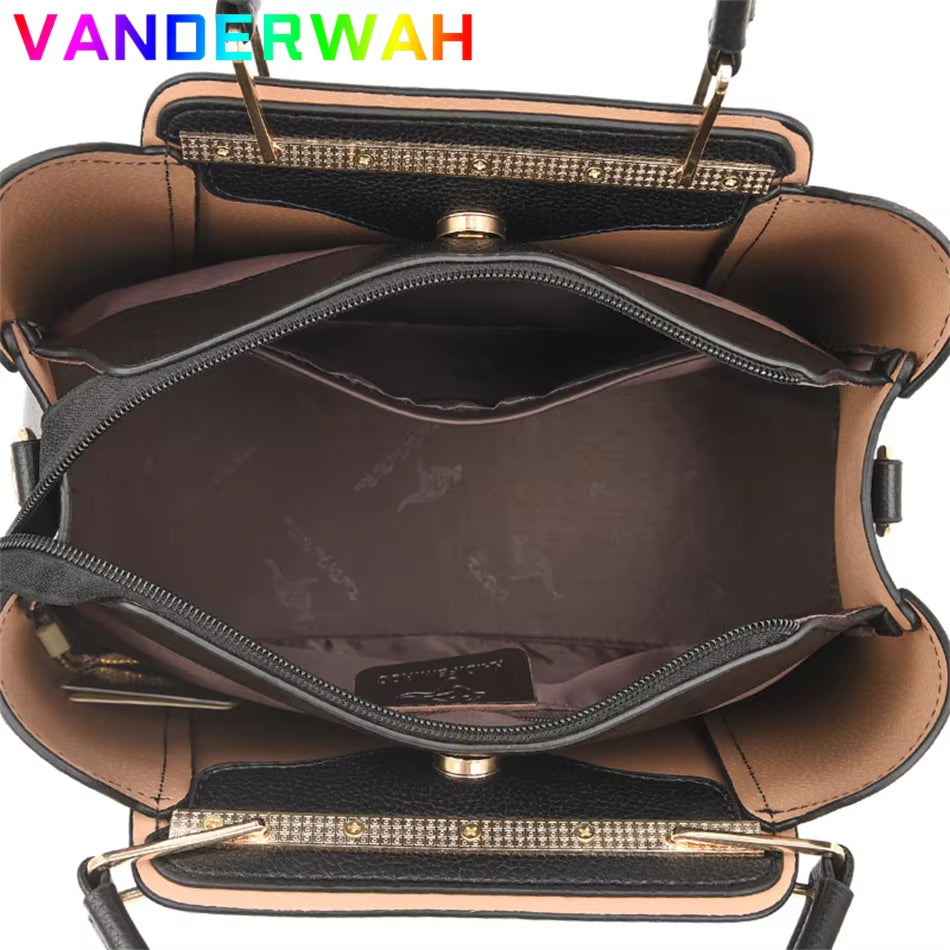 Soft Leather Luxury Handbags Women Bags Designer 3 Layers Shoulder Crossbody 