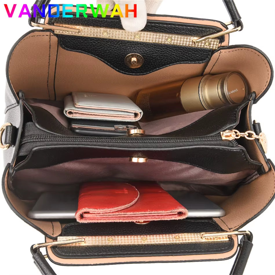 Soft Leather Luxury Handbags Women Bags Designer 3 Layers Shoulder Crossbody 