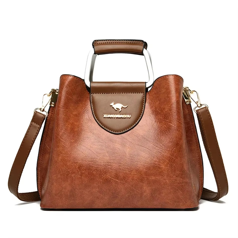 Soft Leather Luxury Handbags Women Bags Designer 3 Layers Shoulder Crossbody 