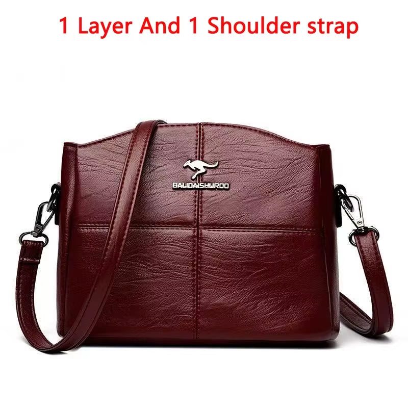 Soft Leather Luxury Handbags Women Bags Designer 3 Layers Shoulder Crossbody 