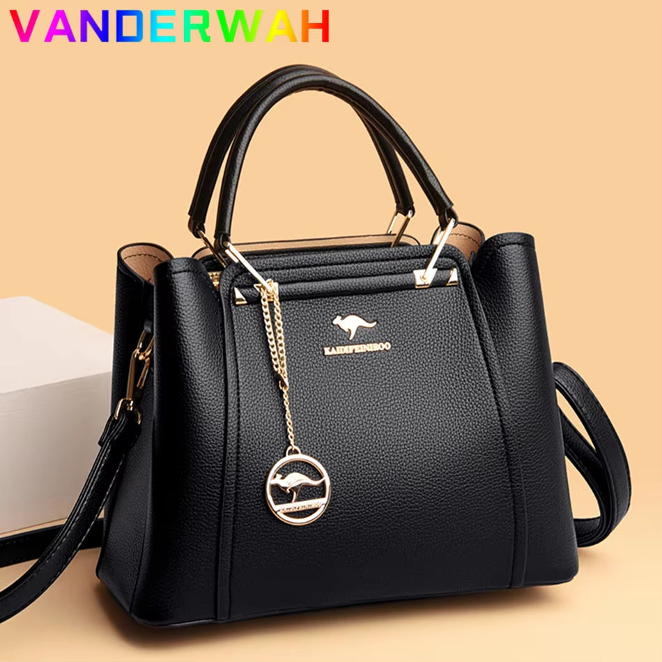 Soft Leather Luxury Handbags Women Bags Designer 3 Layers Shoulder Crossbody 