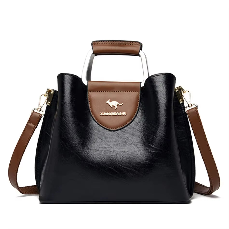 Soft Leather Luxury Handbags Women Bags Designer 3 Layers Shoulder Crossbody 